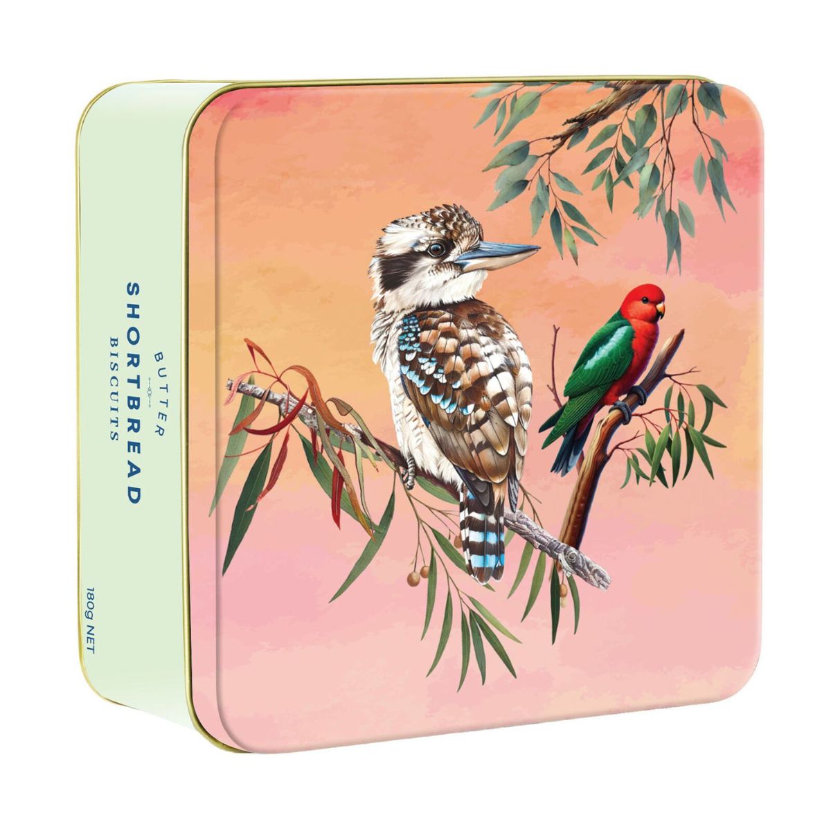 Aussie Birds Kookaburra & King Parrot Shotbread Tin