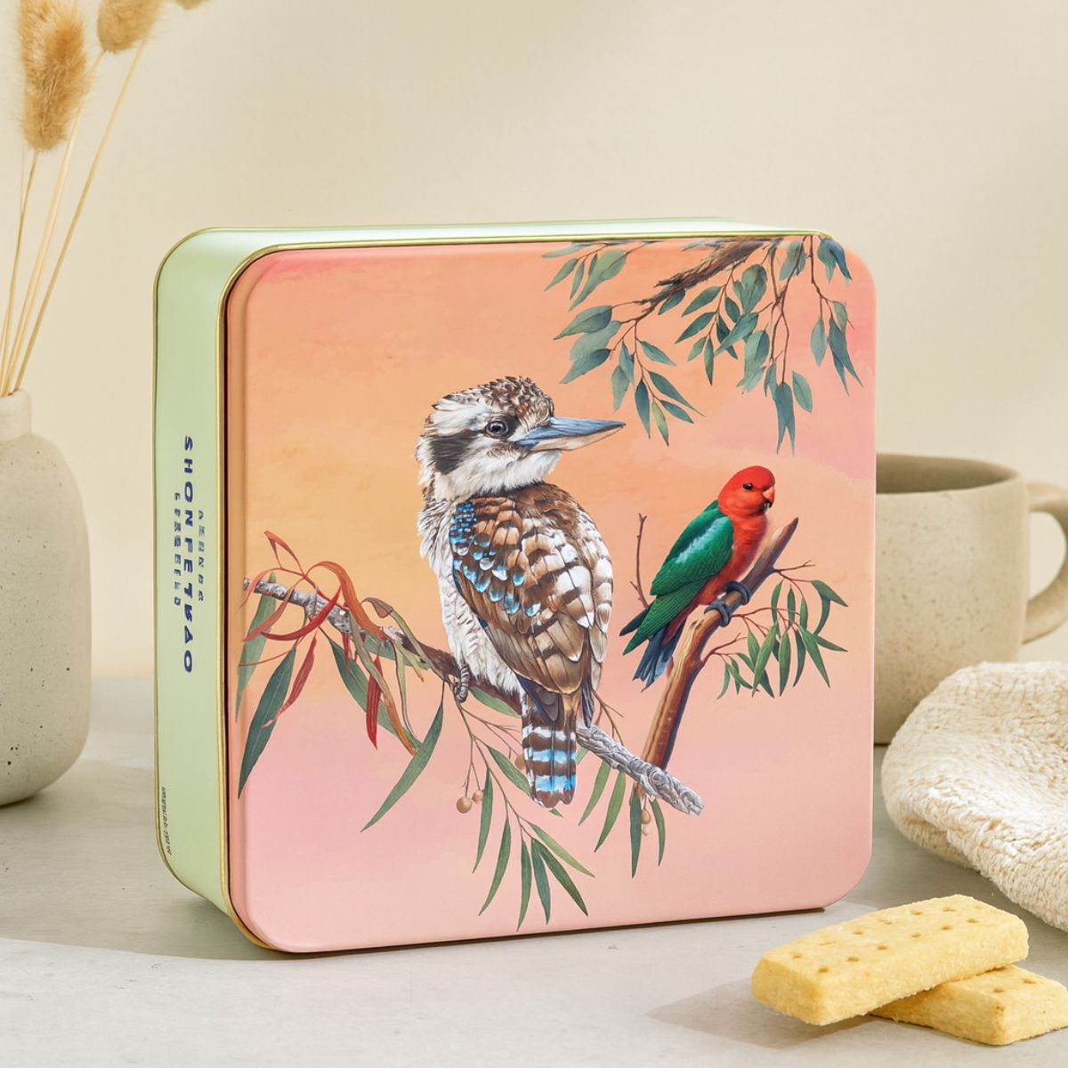 Aussie Birds Kookaburra & King Parrot Shotbread Tin