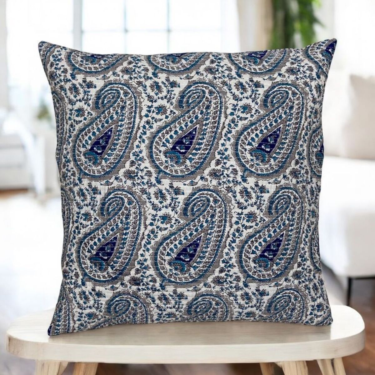 Paisley Cotton Cushion Cover 18x18cm