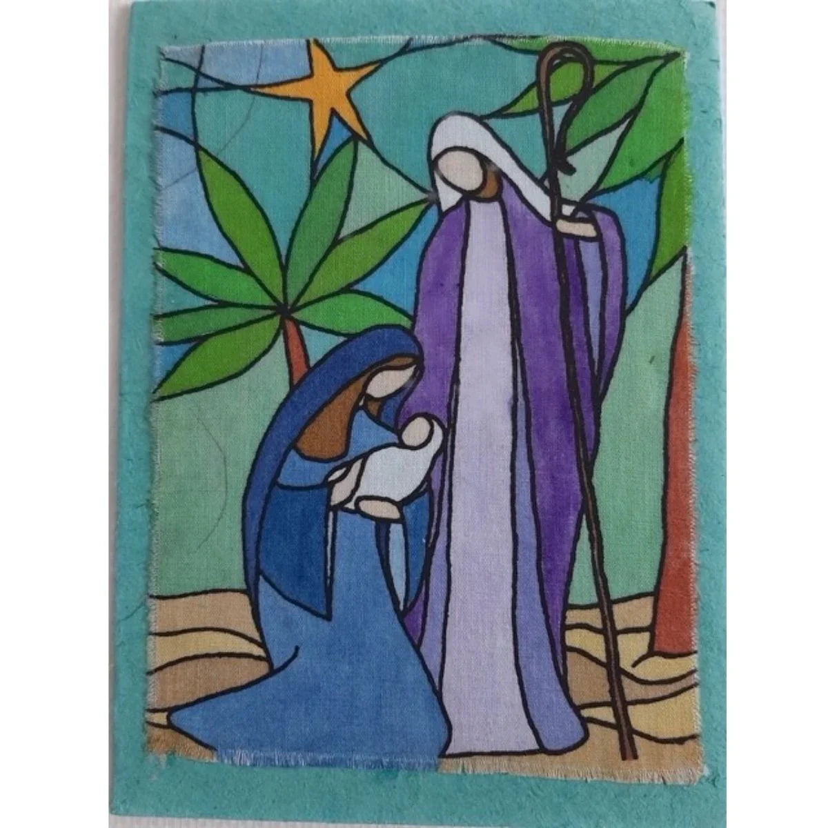 Set of 4 Christmas Batik Cards w/three kings