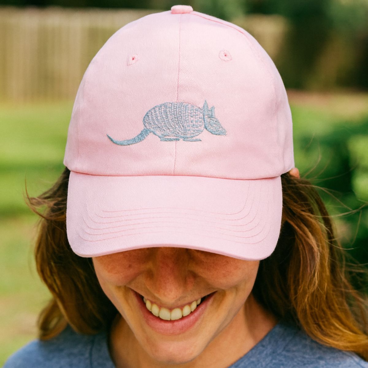 Armadillo Embroidered Pink Cap