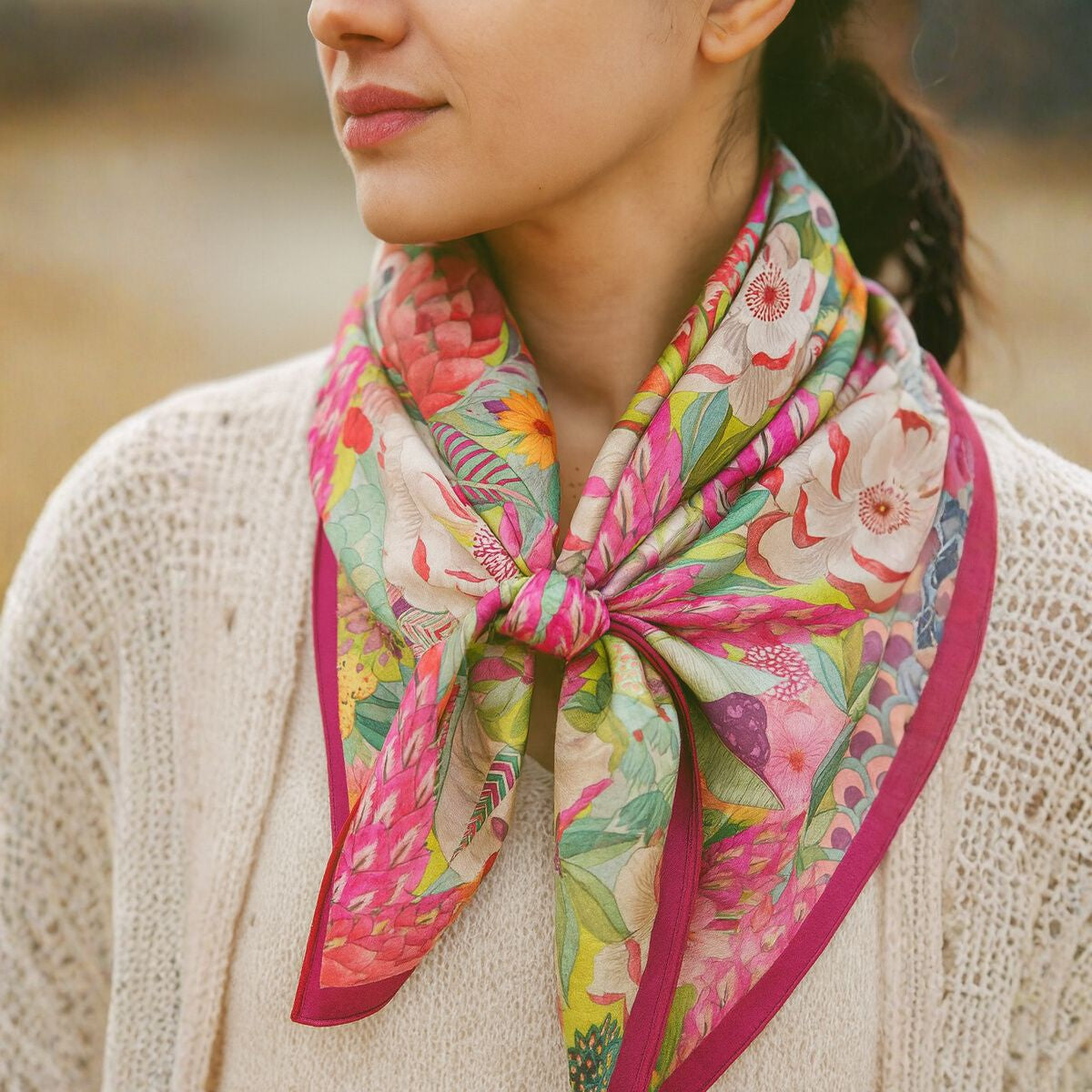 Oriental Pure Silk Square Scarf