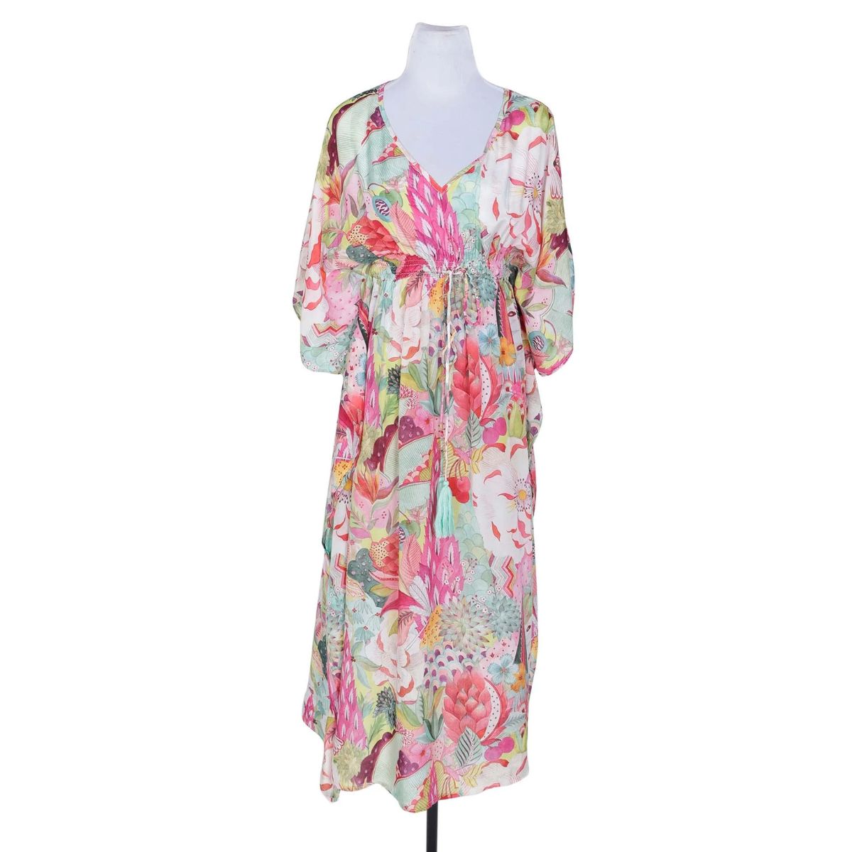 Oriental Floral Modal Satin Kaftan