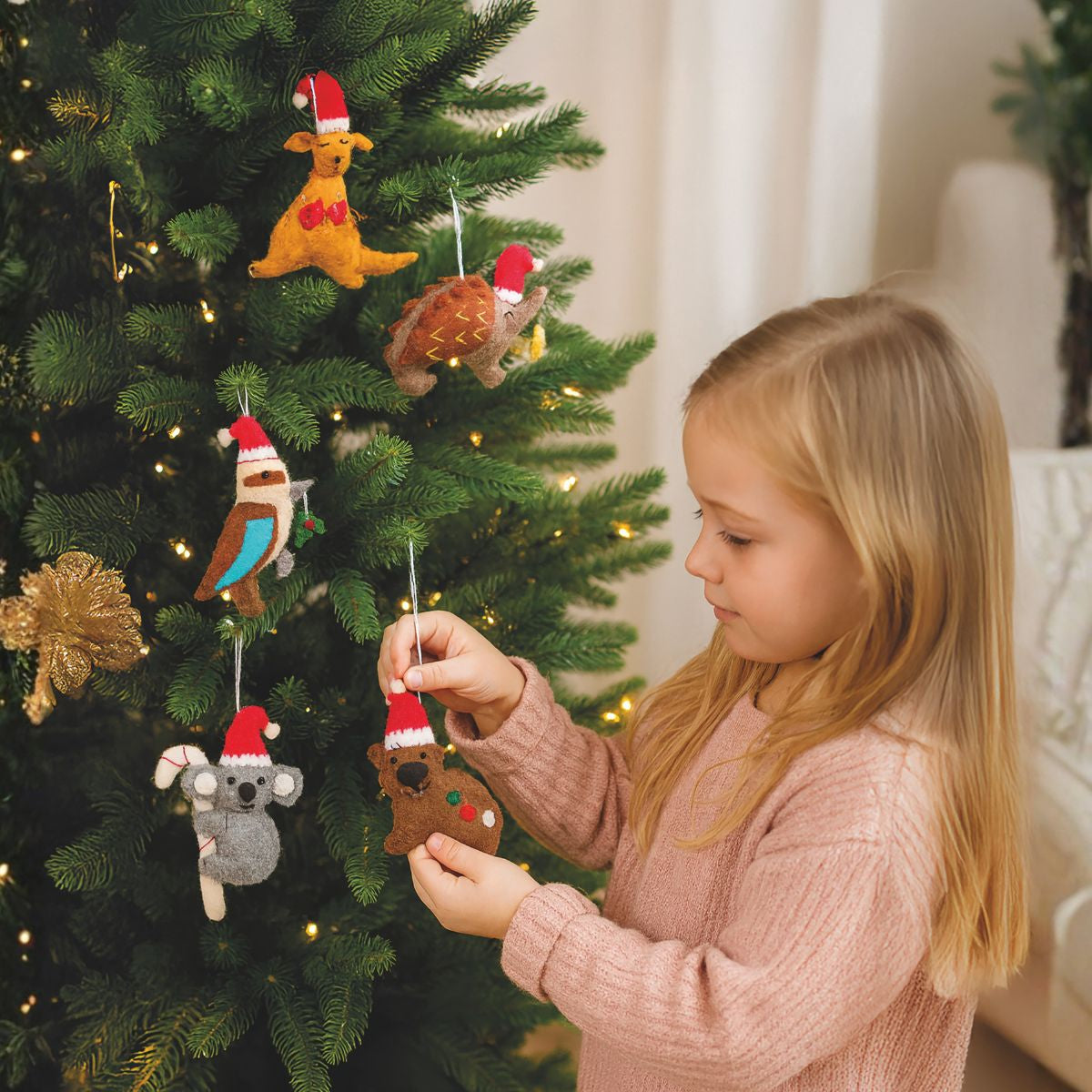 Fair Trade Set of 5 Felt Aussie Animal Ornaments