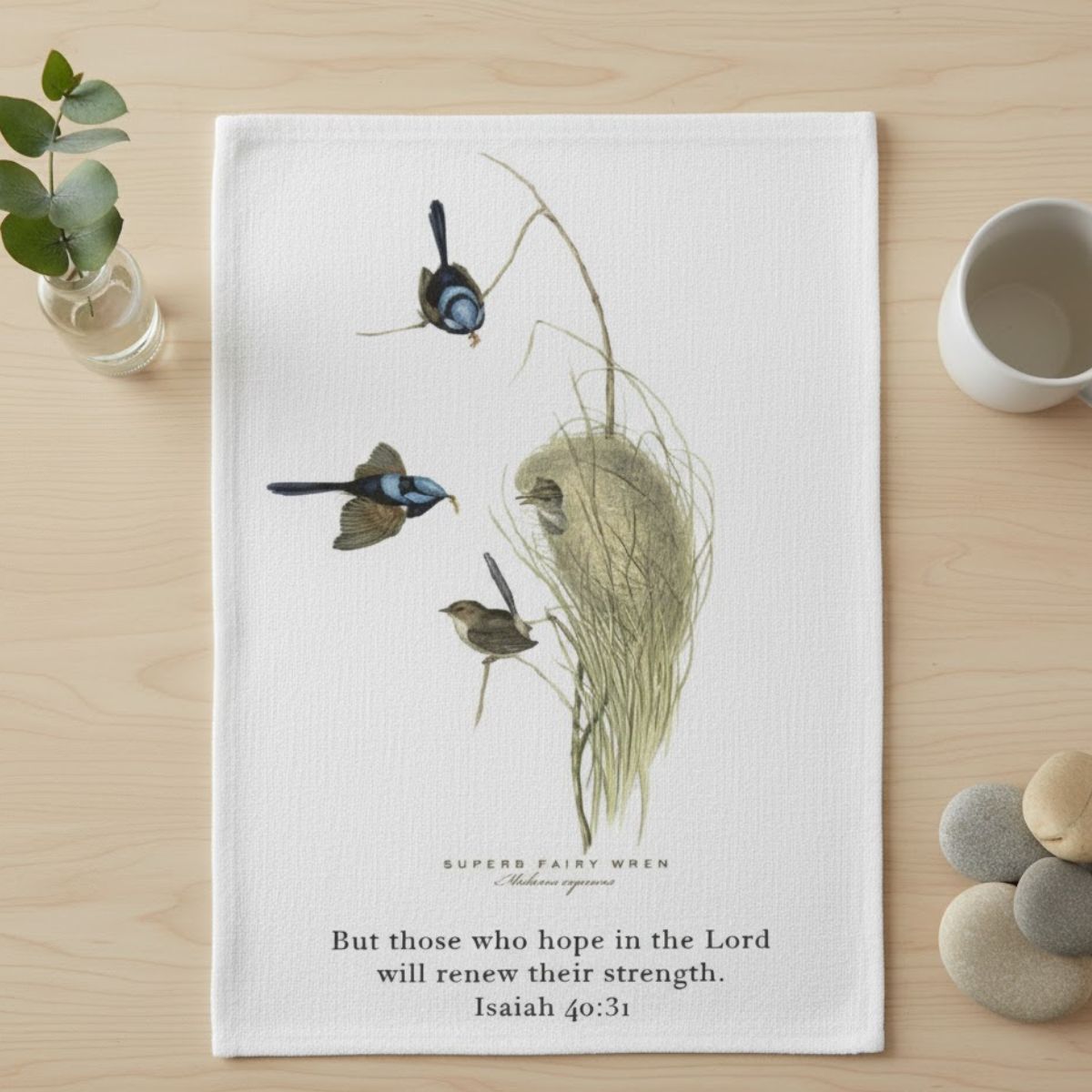 Those Who Hope in The Lord Wren Tea Towel