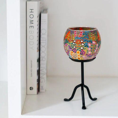 Aboriginal Wild Flowers Tealight Candle Holder - The Leprosy Mission Shop