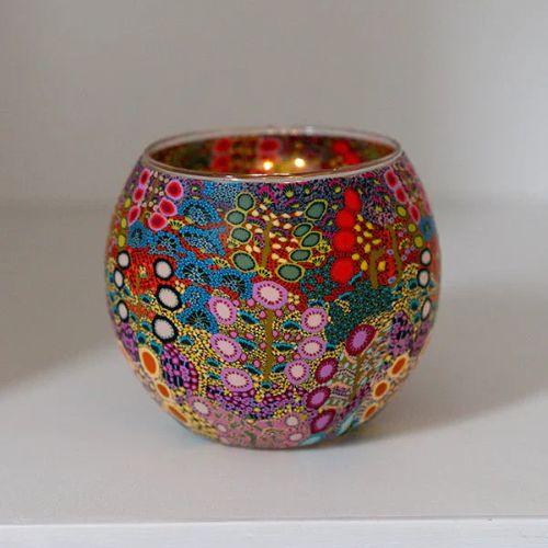 Aboriginal Wild Flowers Tealight Candle Holder - The Leprosy Mission Shop