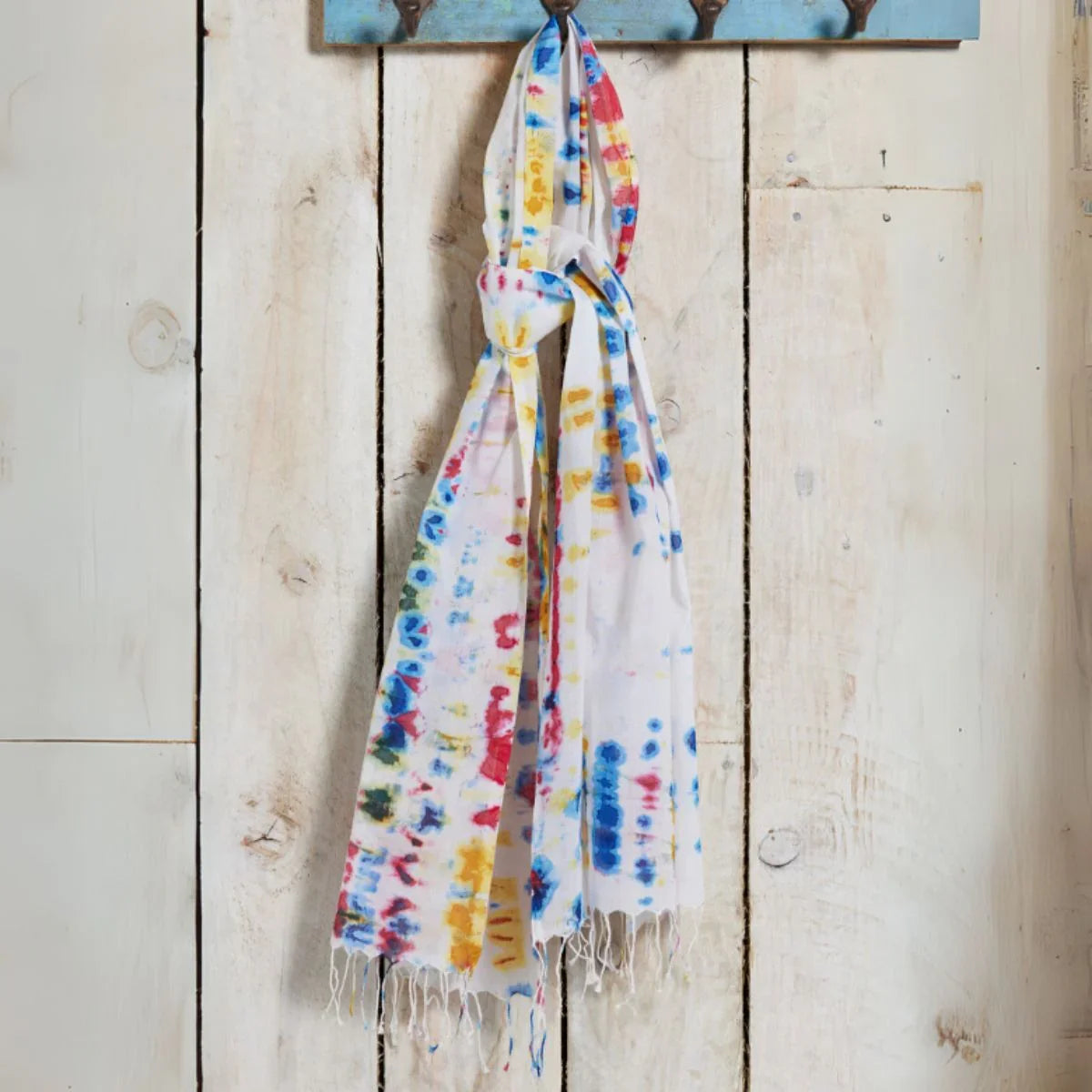 Rainbow Tie Dye Batik Cotton Scarf