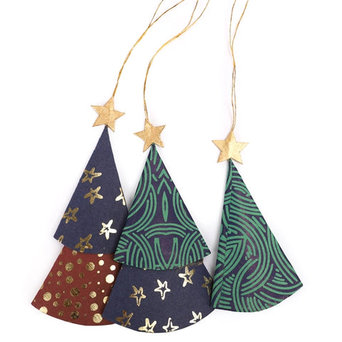Paper Tree Set of 3 Ornaments