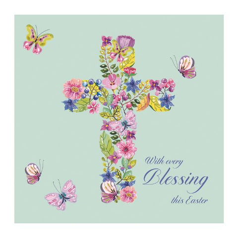 Butterflies with Floral Cross Pack of 4 Cards