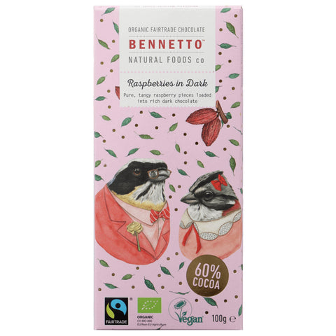 Bennetto Fair Trade Dark Chocolate with Raspberries - The Leprosy Mission Australia Shop