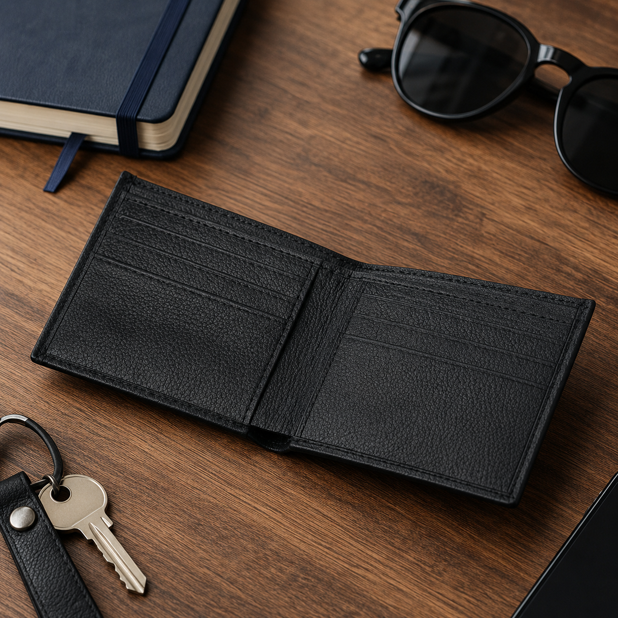 Black Slim Sleeve Leather Wallet
