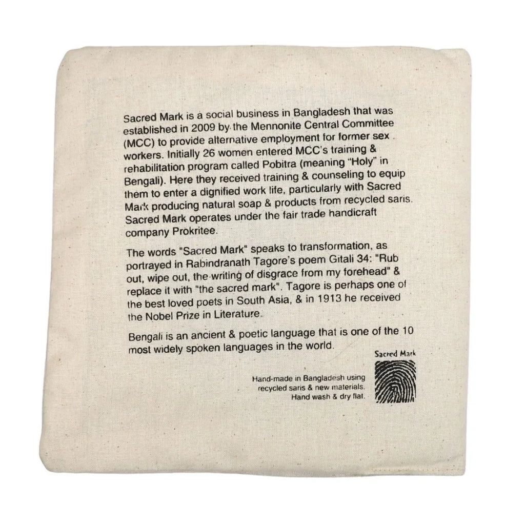 Canvas product with text about Sacred Mark business in Bangladesh on a white background