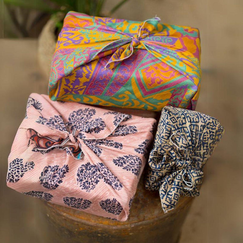 Set of 4 Recycled Sari Gift Wraps - Assorted