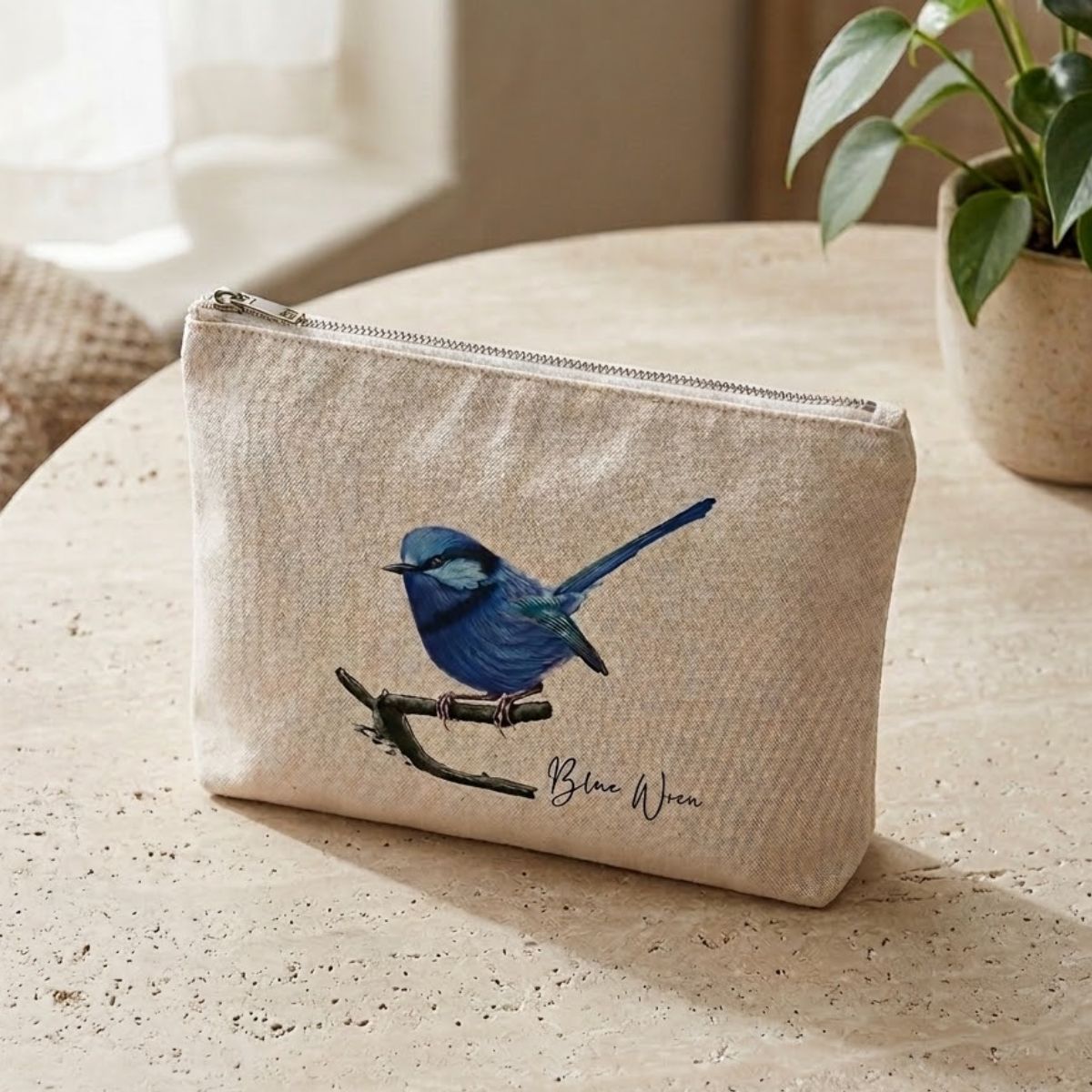 Blue Wren Zipper Pouch