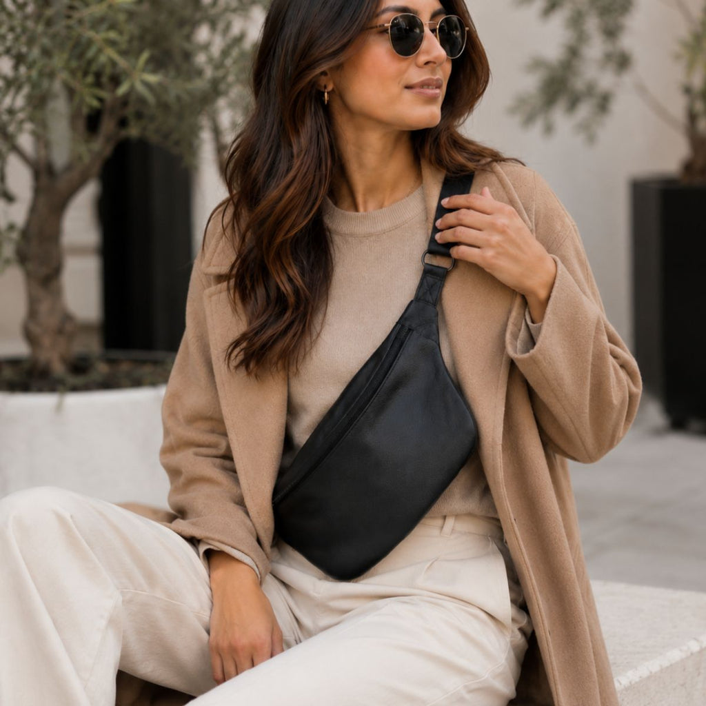 Black Leather Sling Bag