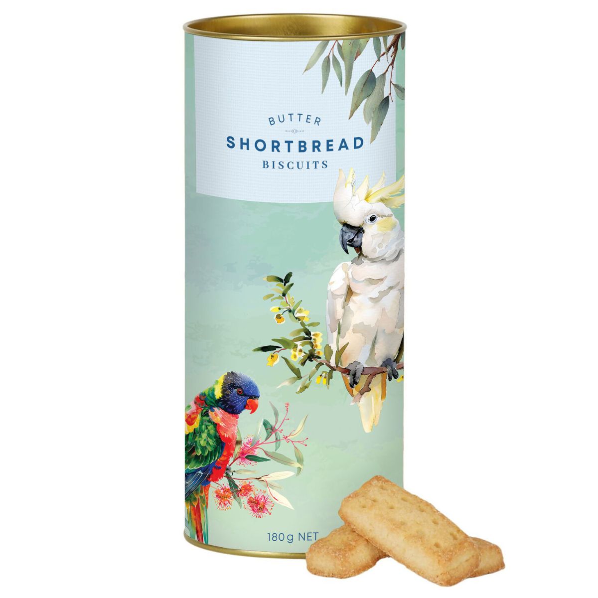 Aussie Birds Cockatoo & Rainbow Lorikeet  Shortbread Tube