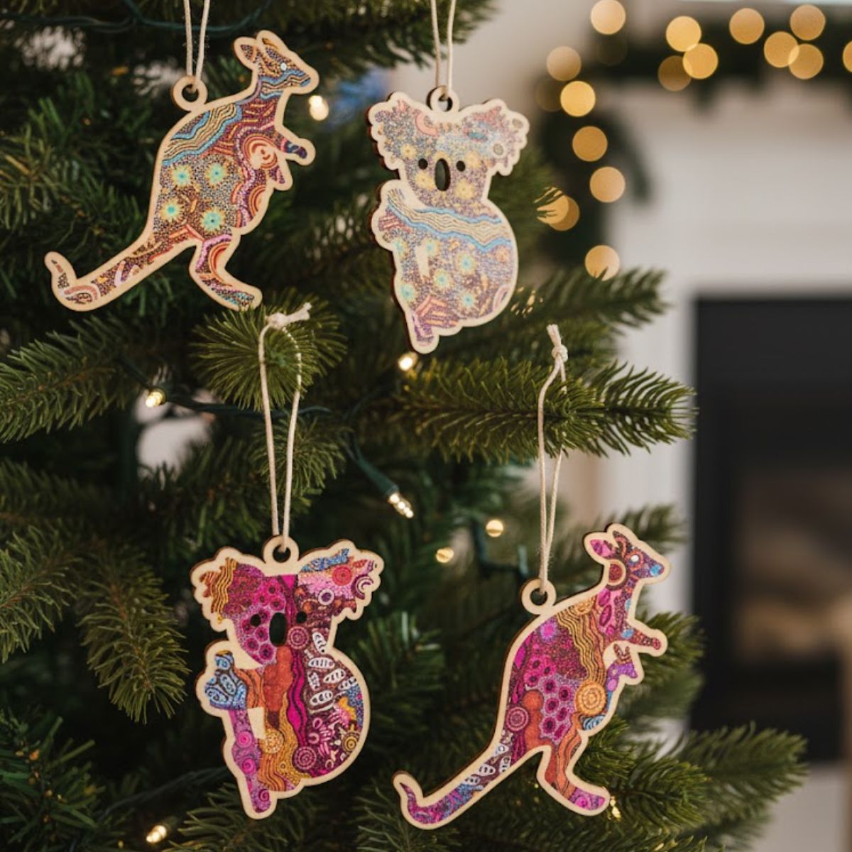 Womens Ceremony Set of 4 Wooden Ornaments