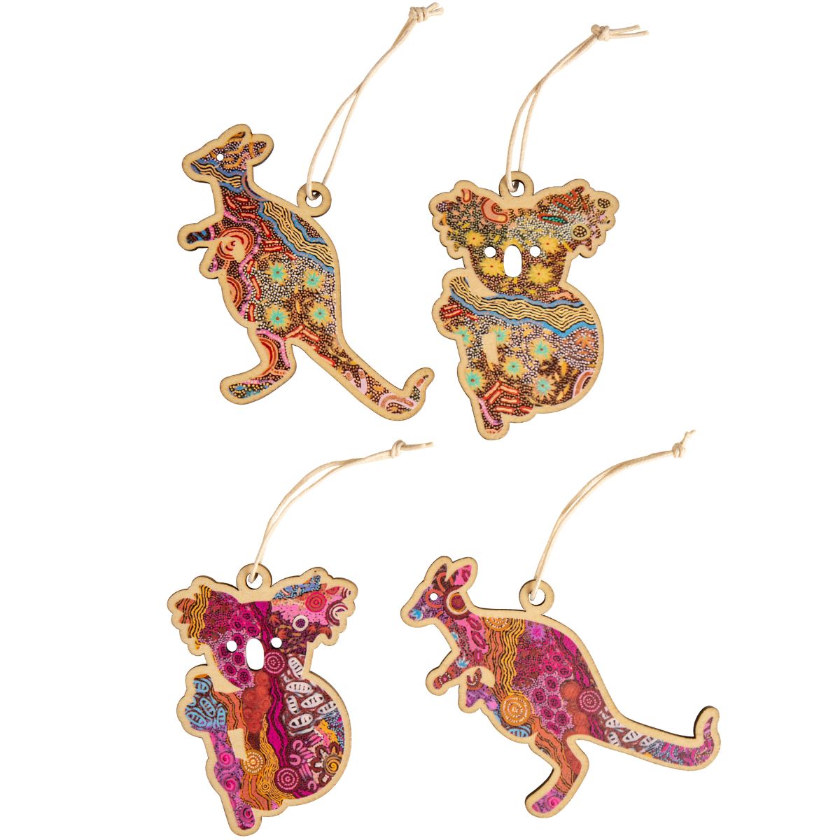 Womens Ceremony with Dancing & Body Paint Set of 4 Wooden Ornaments