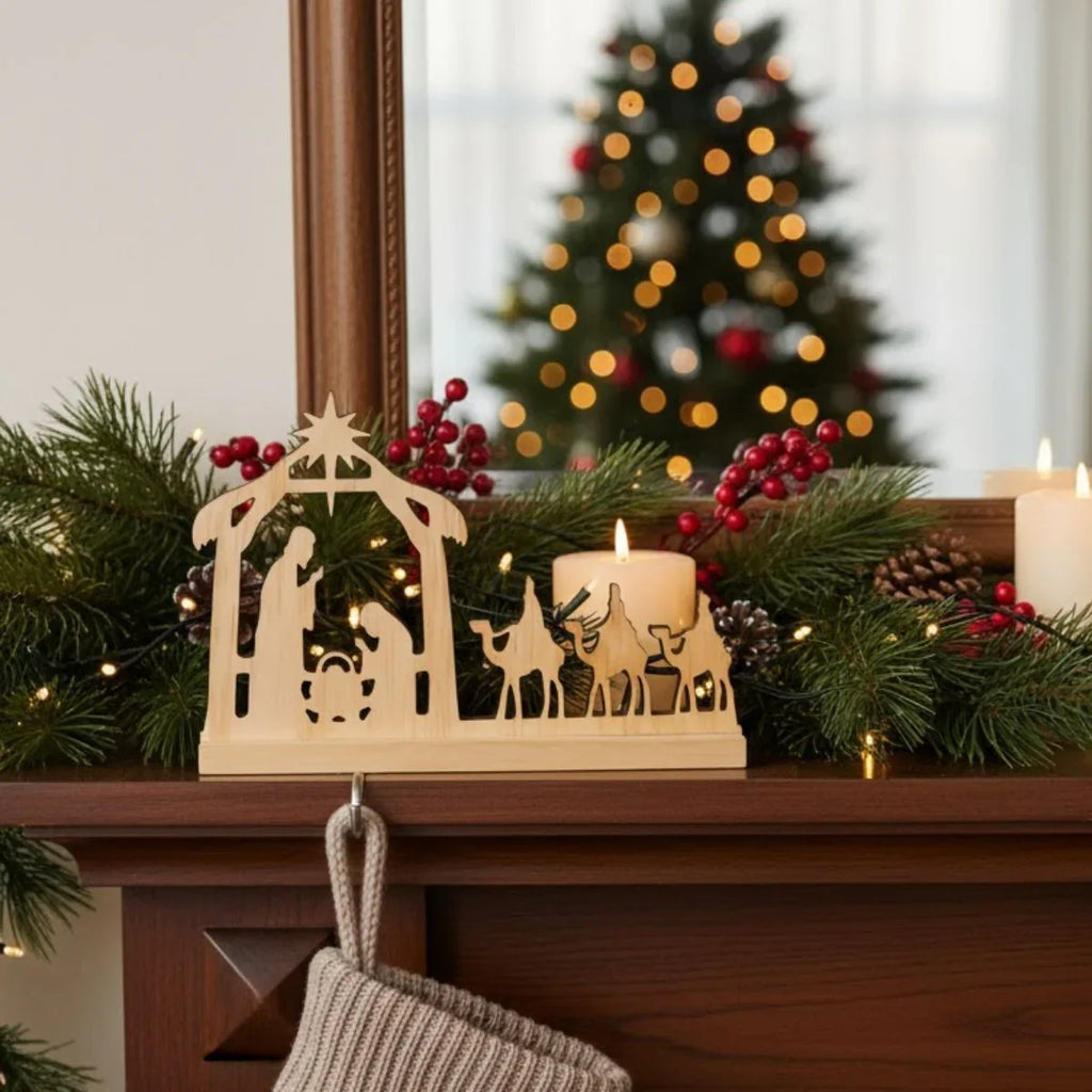 Nativity Stand Pinewood Nativity Scene Stand – The Leprosy Mission Shop