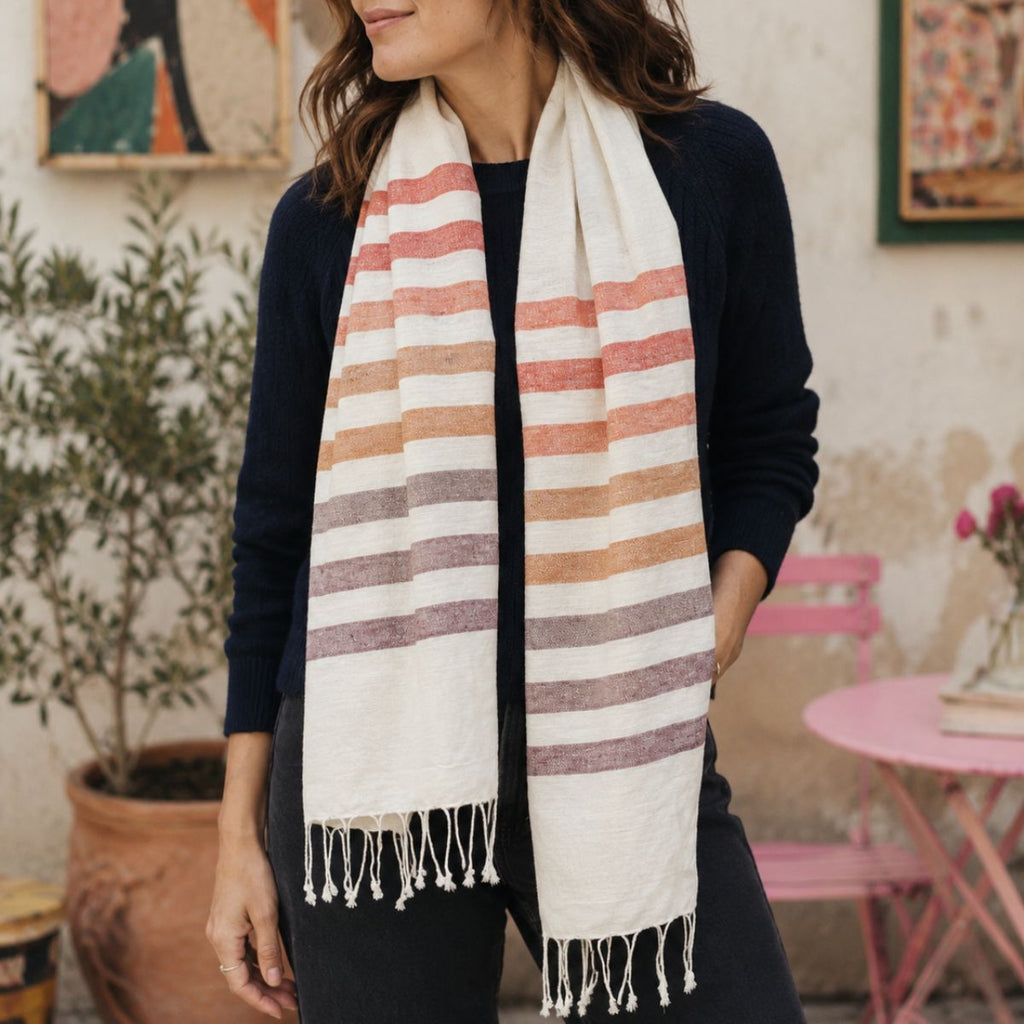 Eri Striped Silk Scarf