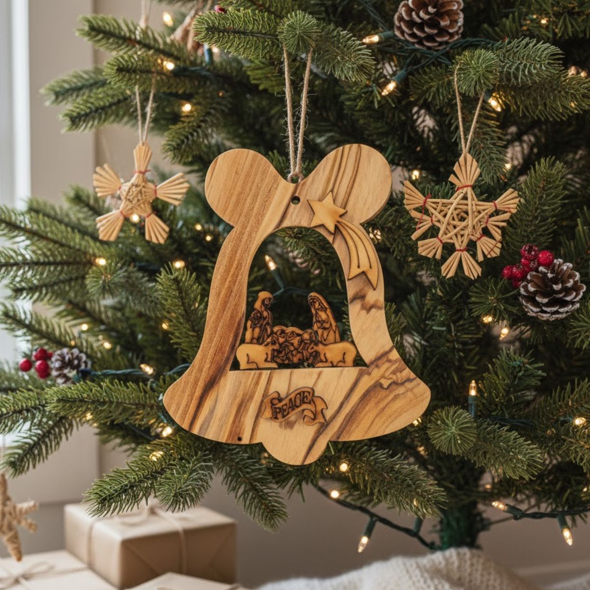 Bell Shaped Olive Wood Ornament