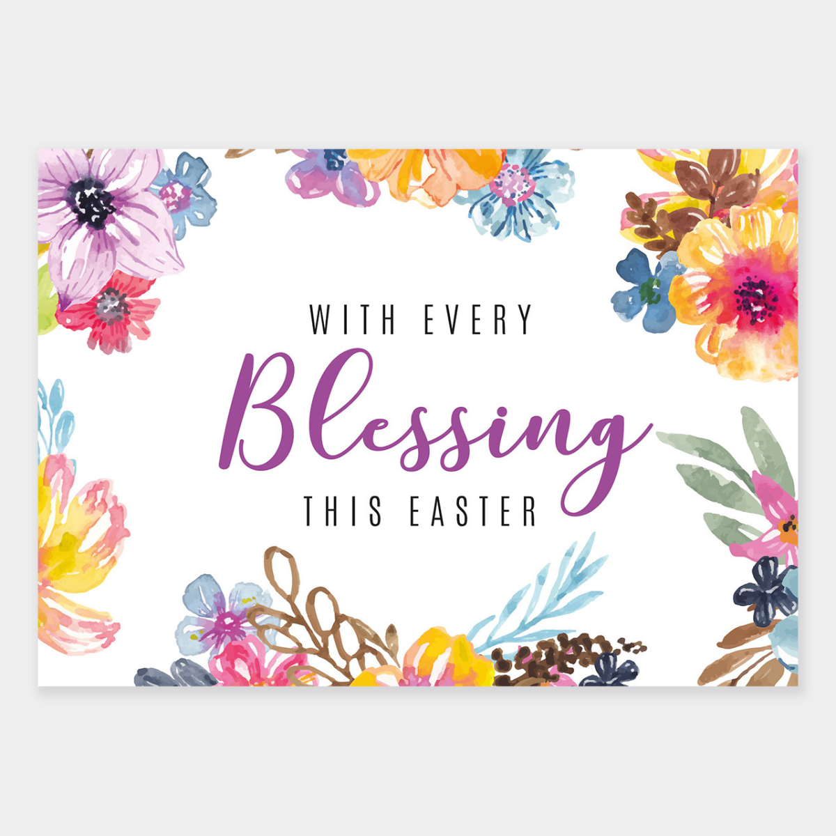 Floral design with 'With every blessing this Easter' text on a white background