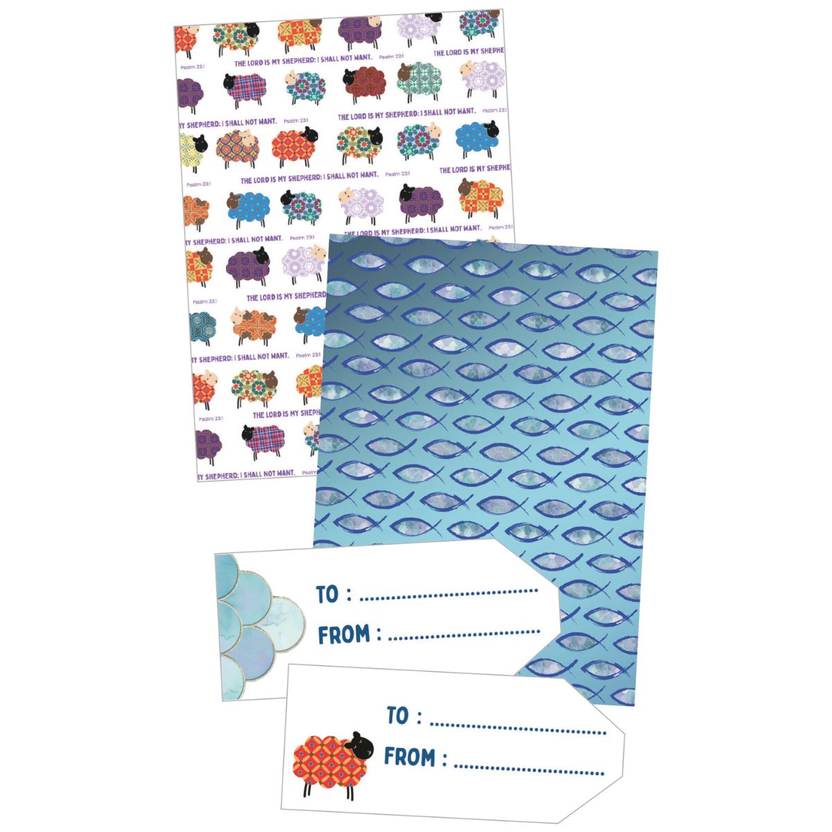 Sheep & Ichthus Gift Wrap Duo Pack