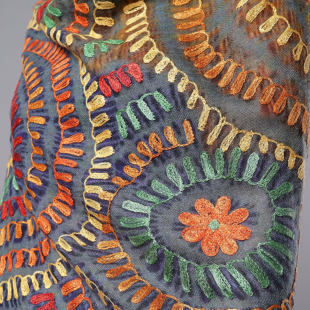 Orbit Merino Wool Embroidered Scarf