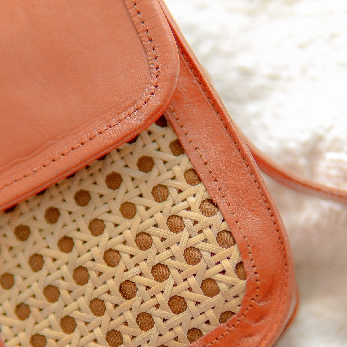 Rattan & Leather Sling Bag