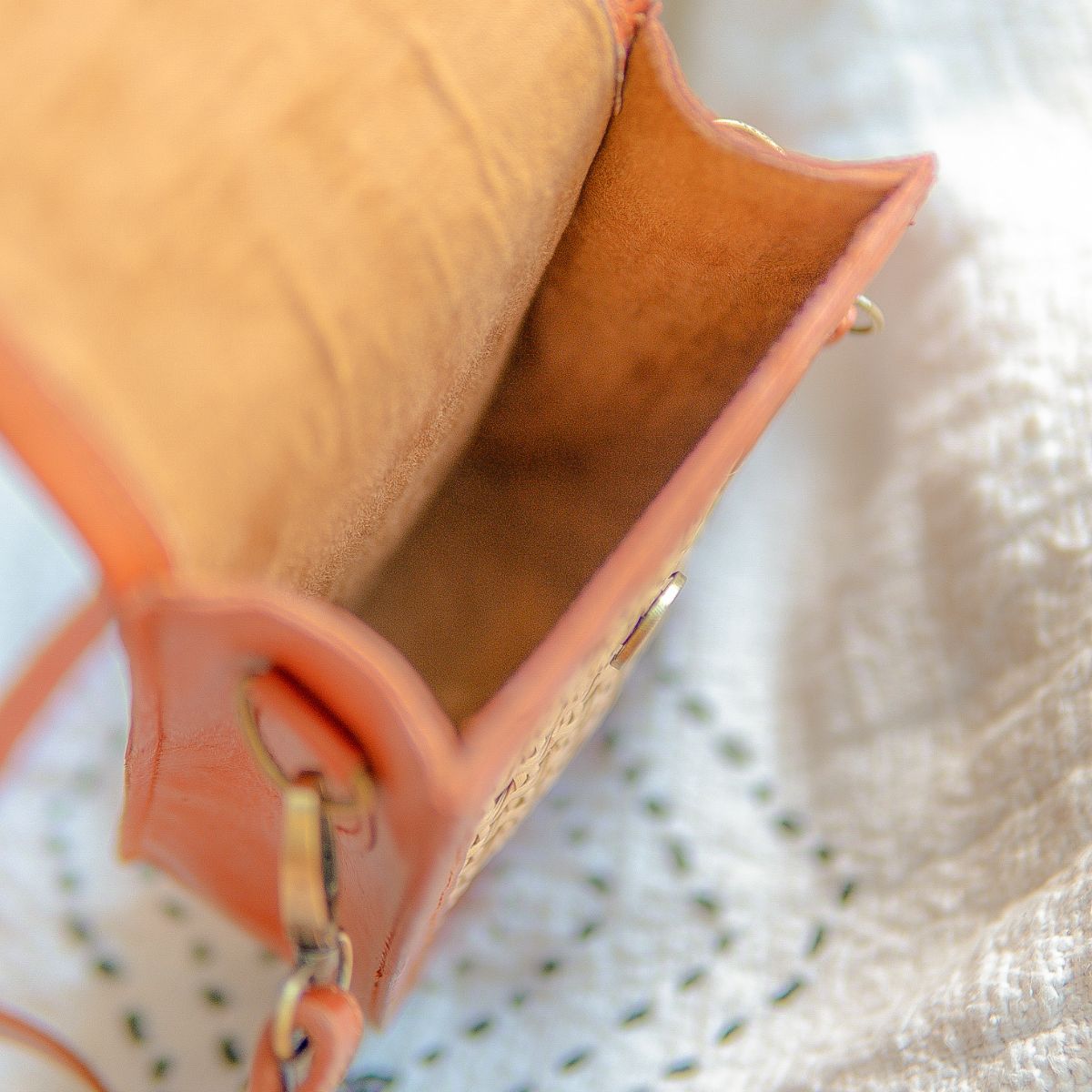 Rattan & Leather Sling Bag