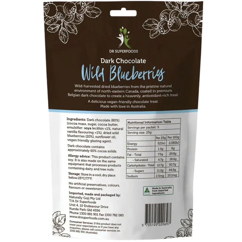 Dr Superfoods Wild Blueberries Dark Chocolate
