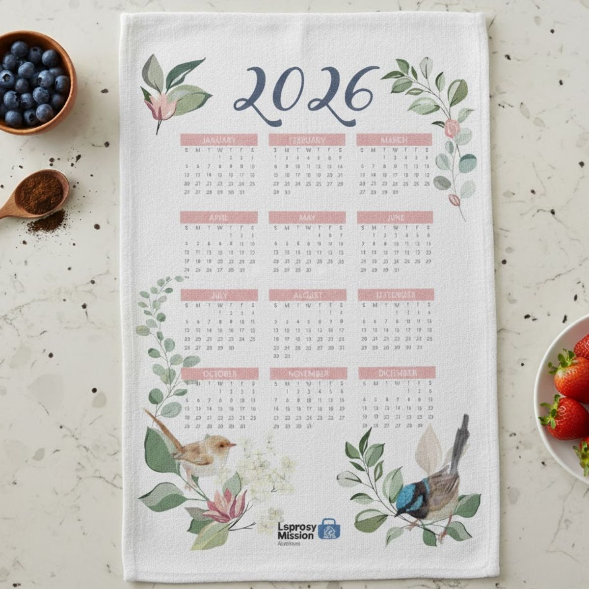 2026 Calendar Tea Towel