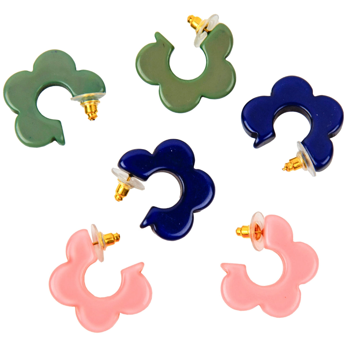 Resin Flower Earrings - 3 pairs
