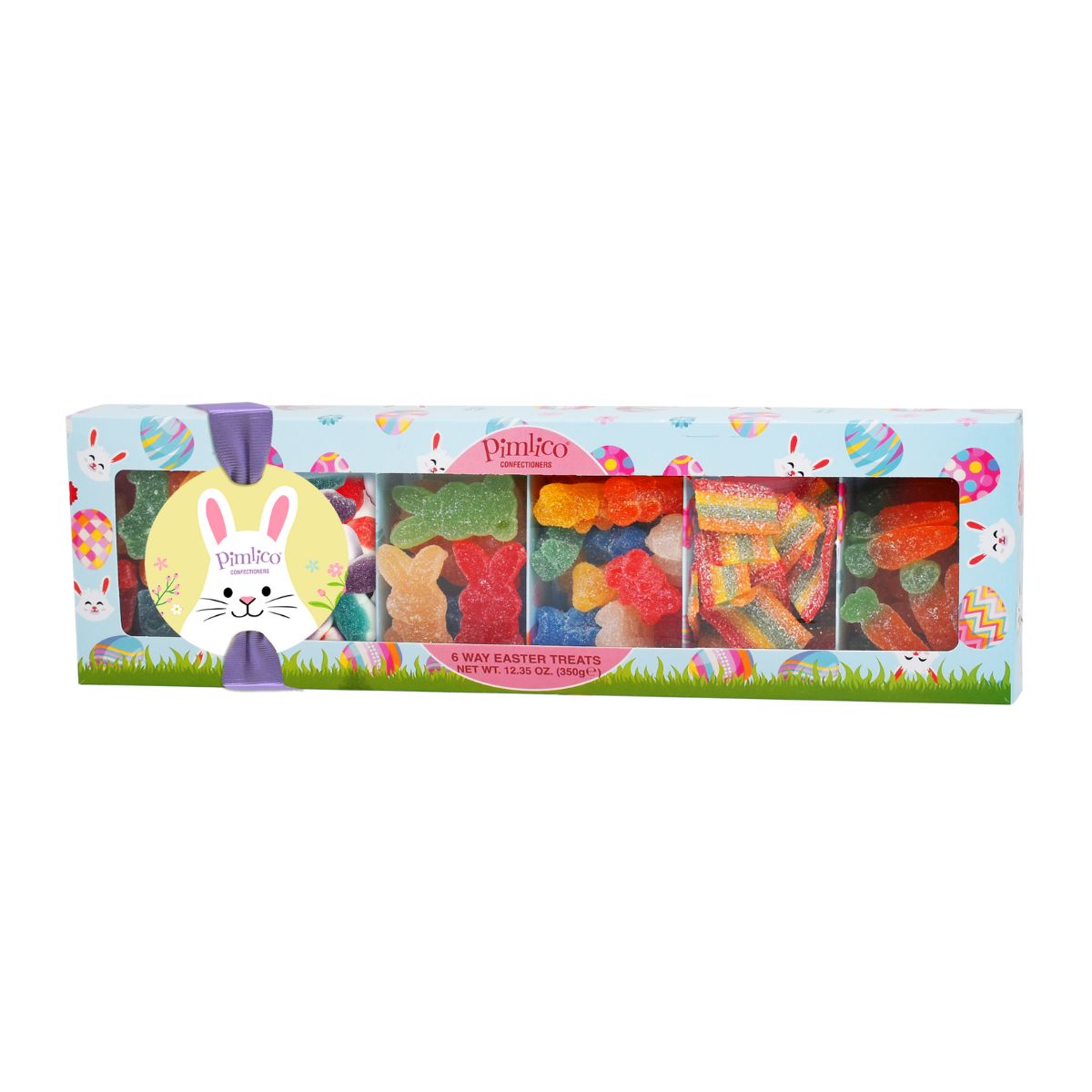 Packaged Easter-themed gummy treats with colorful design on a white background