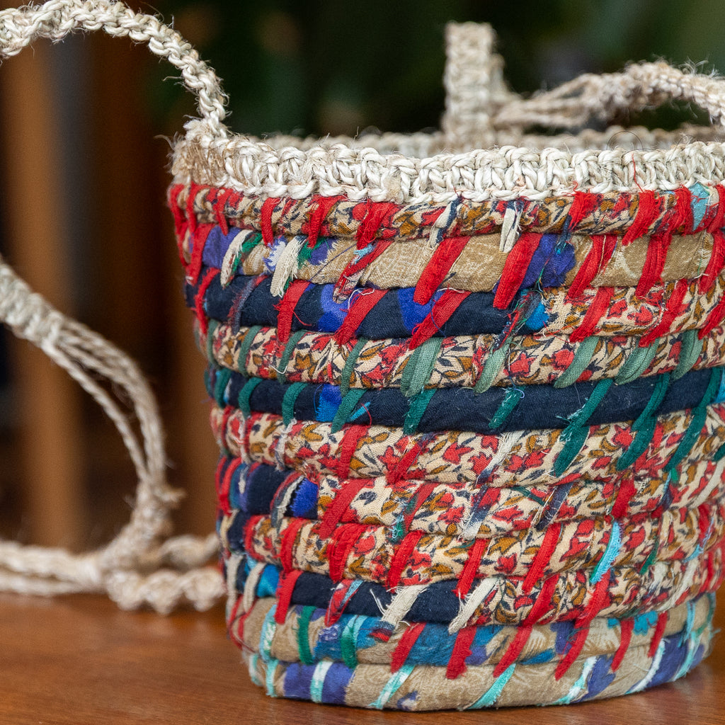 Recycled Sari Hanging Plant Basket - Assorted