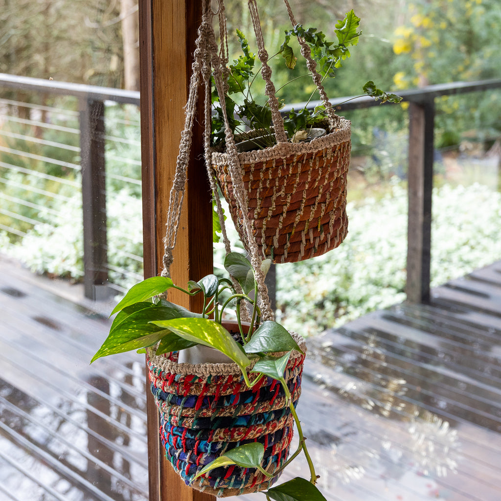 Recycled Sari Hanging Plant Basket - Assorted