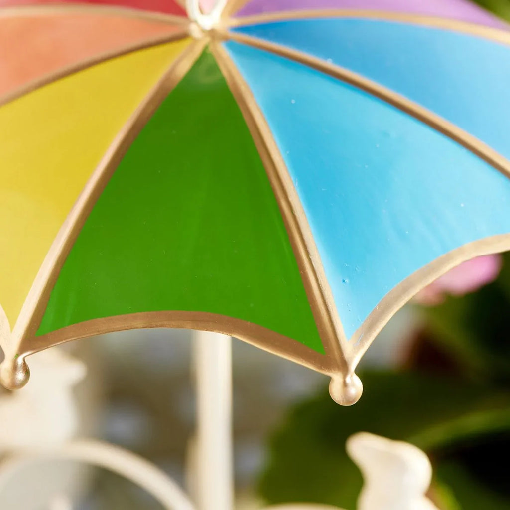 Colorful umbrella with a blurred background
