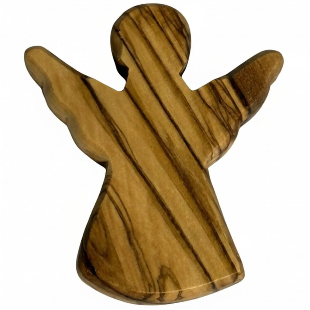 Wooden angel figurine on a white background