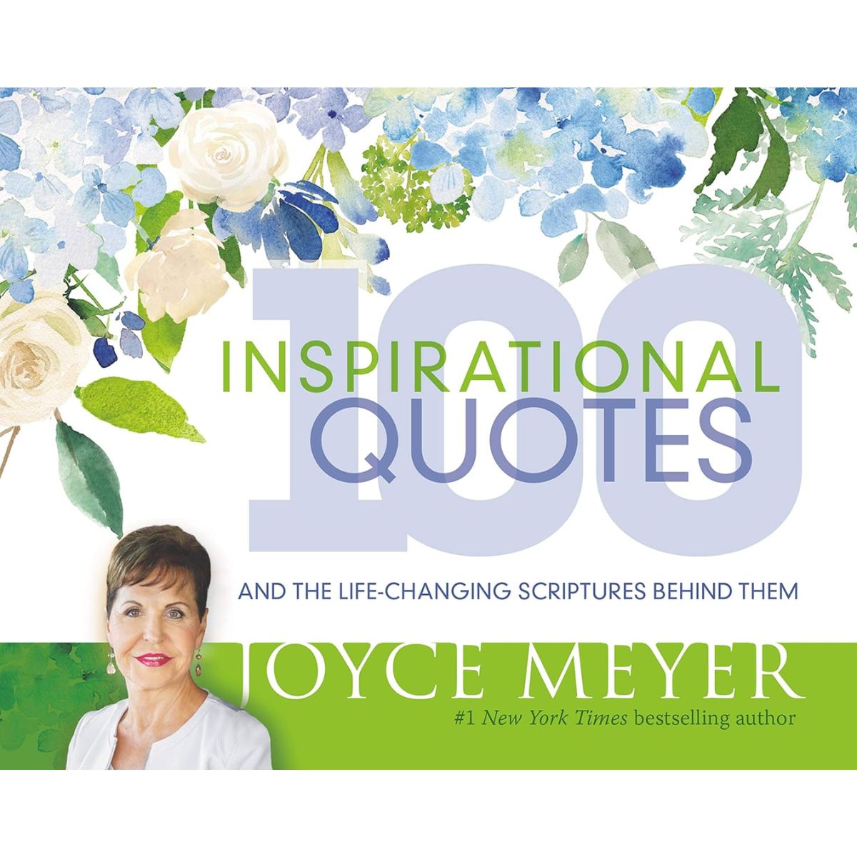 Book cover of '100 Inspirational Quotes' by Joyce Meyer with floral design and author's name.
