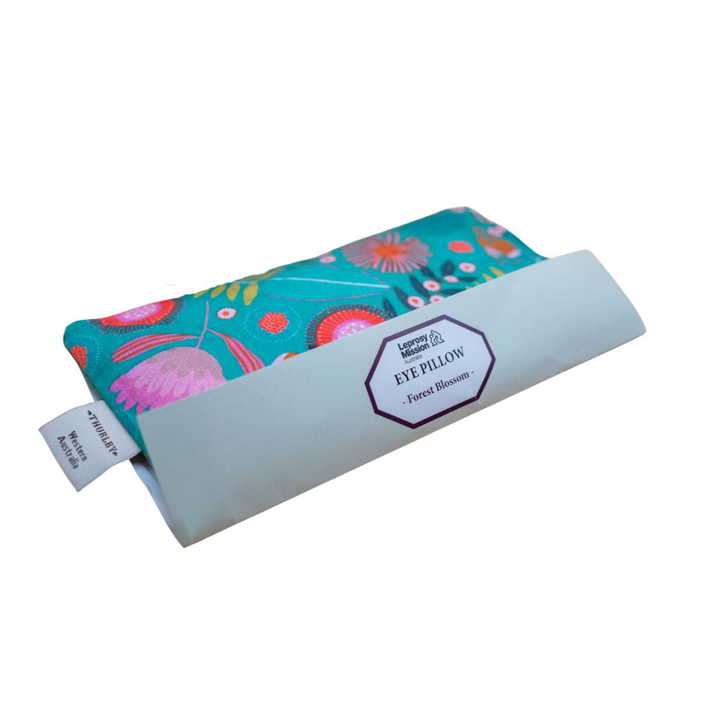 Eye pillow with floral design on a white background