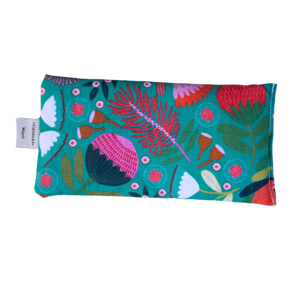 Rectangular pouch with colorful floral pattern on a white background