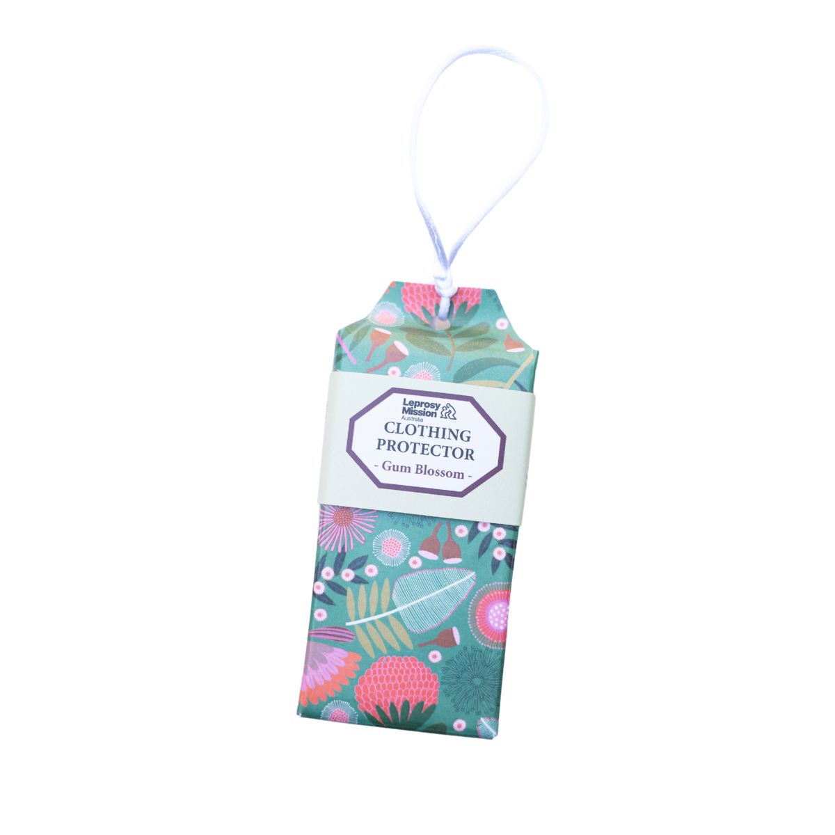 Clothing protector with floral design on a white background