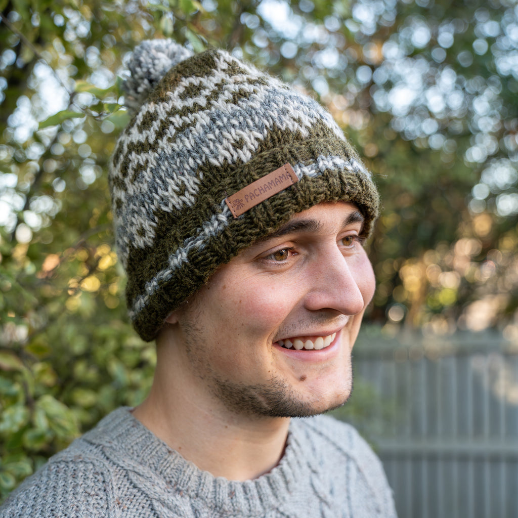 Mens Jorvik Bobble Beanie Moss