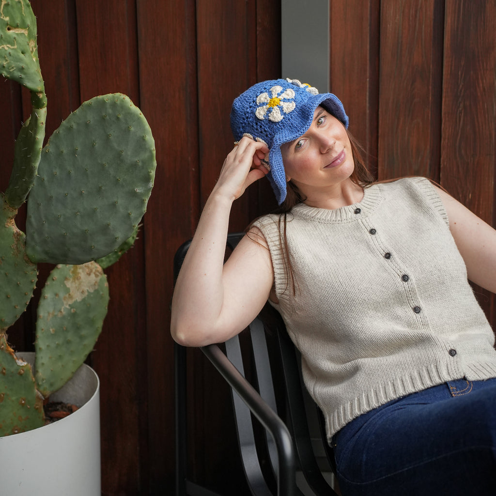 Daisy Cotton Bucket Hat Denim