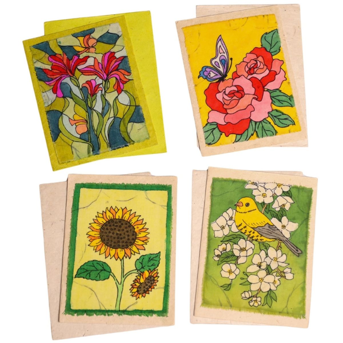 Bloom Handmade Batik Cards - Set of 4