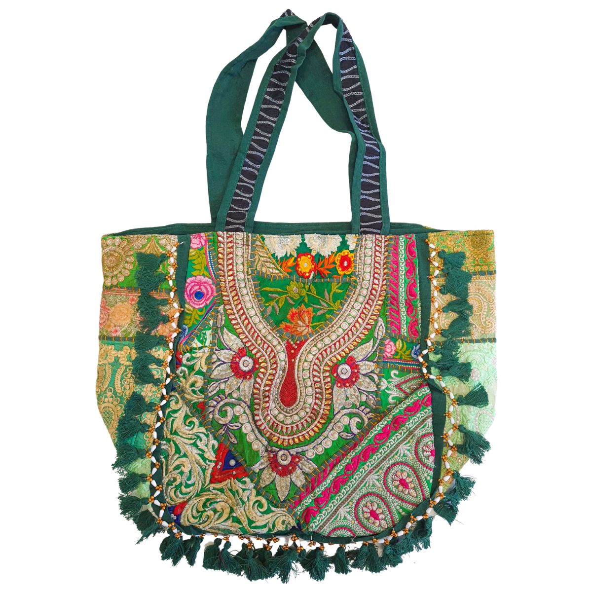 Embroidered Tote Bag Green
