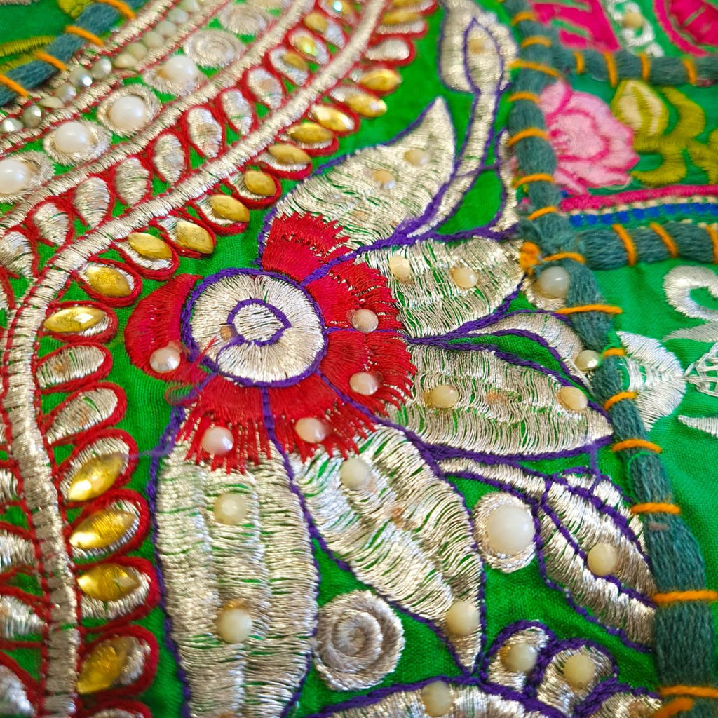Embroidered Tote Bag Green