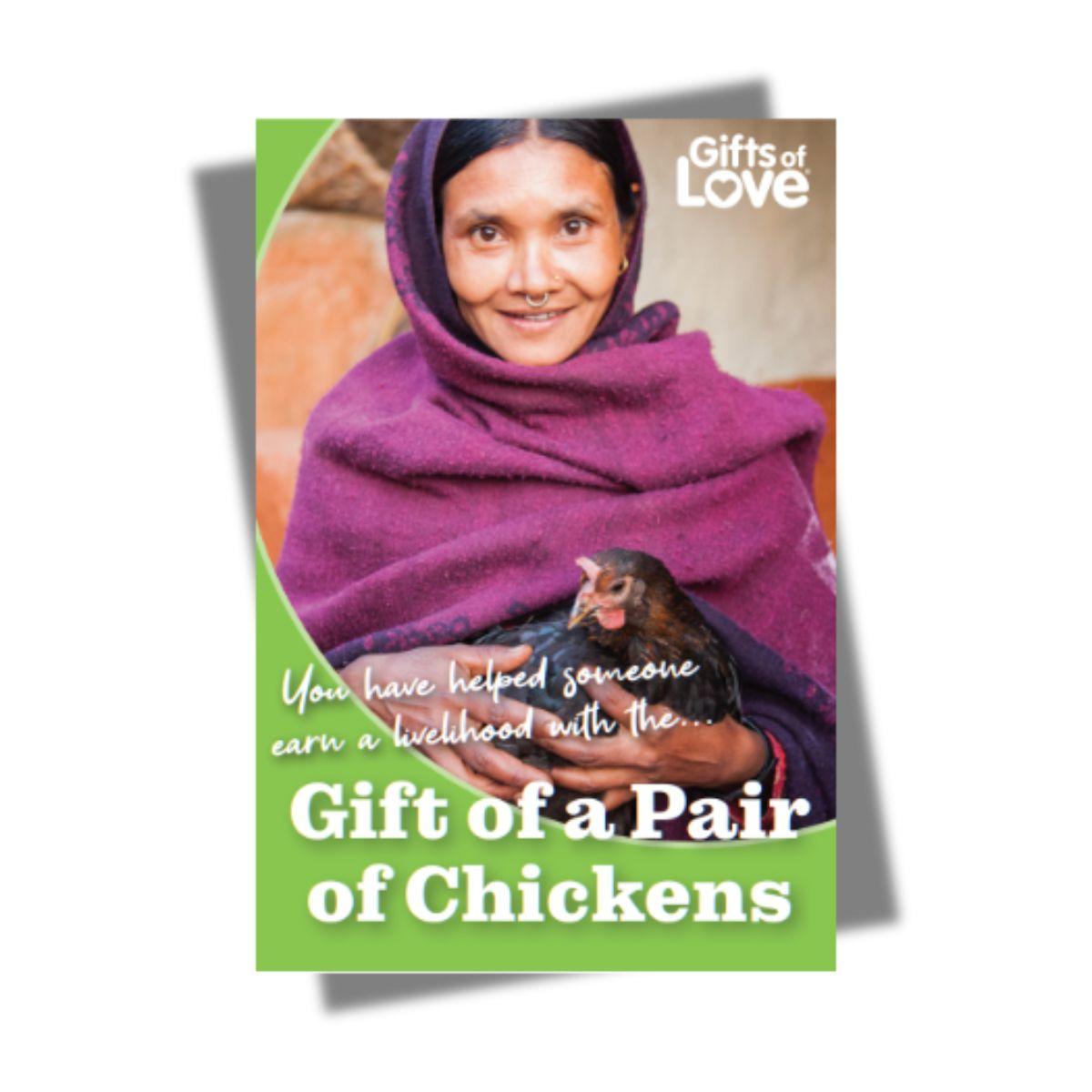 Pair of Chickens - Gift of Love (Donation) - The Leprosy Mission Shop