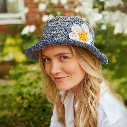 Denim Hemp Flower Hat